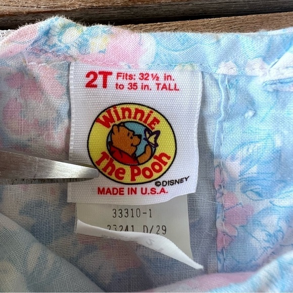 VTG Disney Winnie the Pooh Cottagecore Floral Dress 2T Lace Pierrot Collar USA - Picture 14 of 16